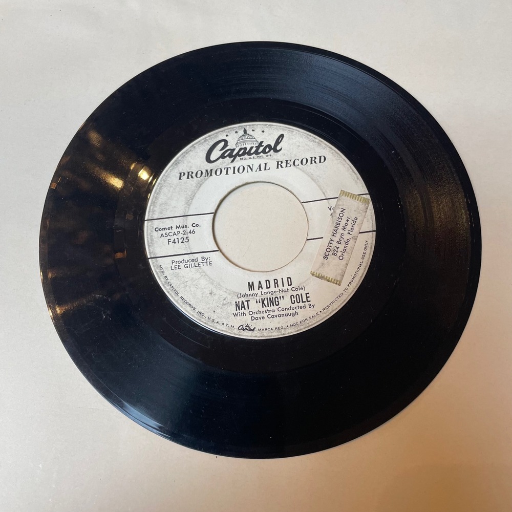Nat King Cole MADRID GIVE ME YOUR LOVE 45 RPM Record‎ Capitol Promotional